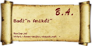 Baán Anikó névjegykártya