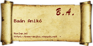 Baán Anikó névjegykártya